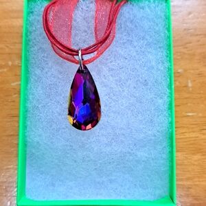 Sunburst Apple Crystal Marquise Necklace